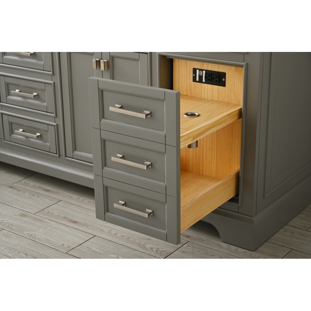 Design Element ML-84-GY Milano 84 Inch Bath Vanity in Gray with White Quartz Top