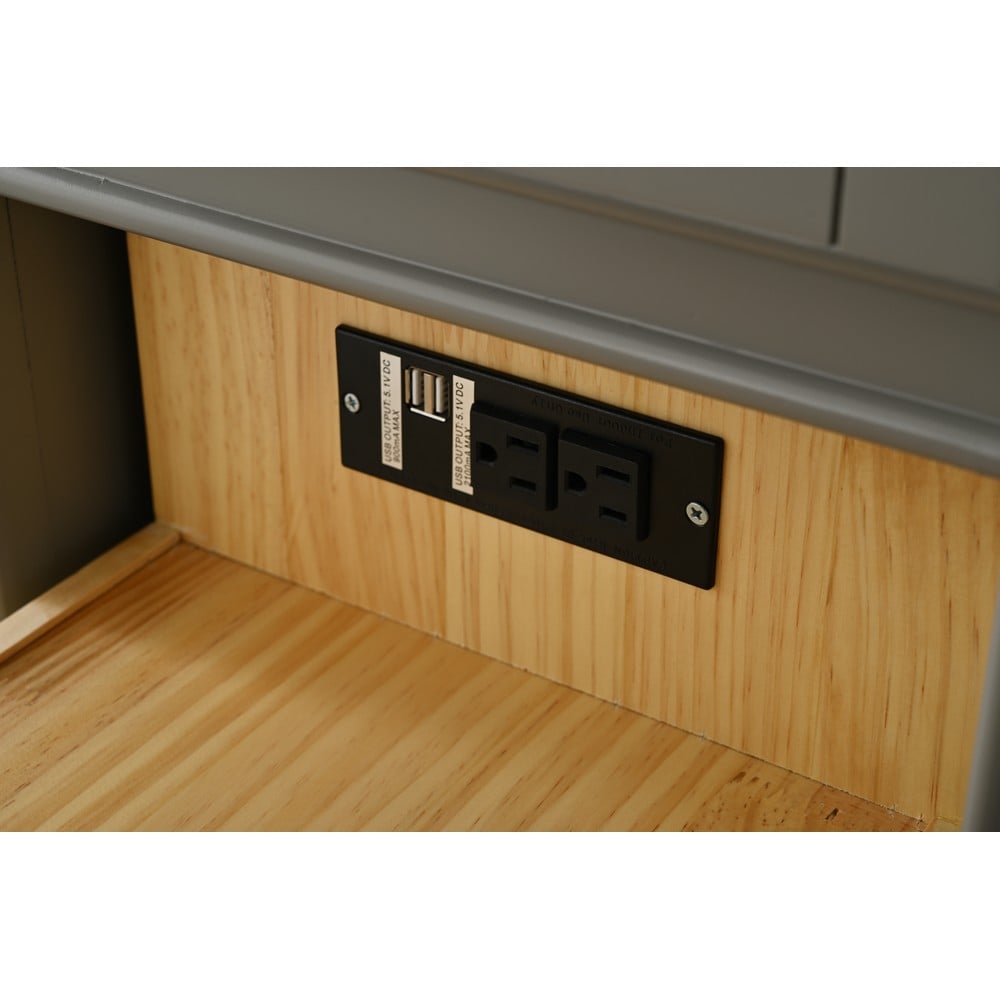 Design Element ML-84-GY Milano 84 Inch Bath Vanity in Gray with White Quartz Top