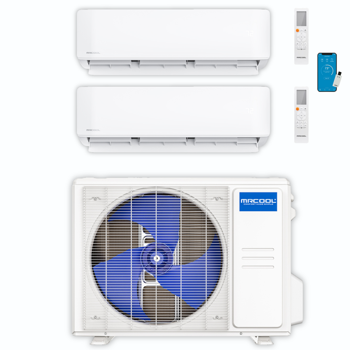 MRCOOL DIY Mini Split - 30,000 BTU 2 Zone Ceiling Cassette Ductless Air Conditioner and Heat Pump, DIY-BC-227HP1218