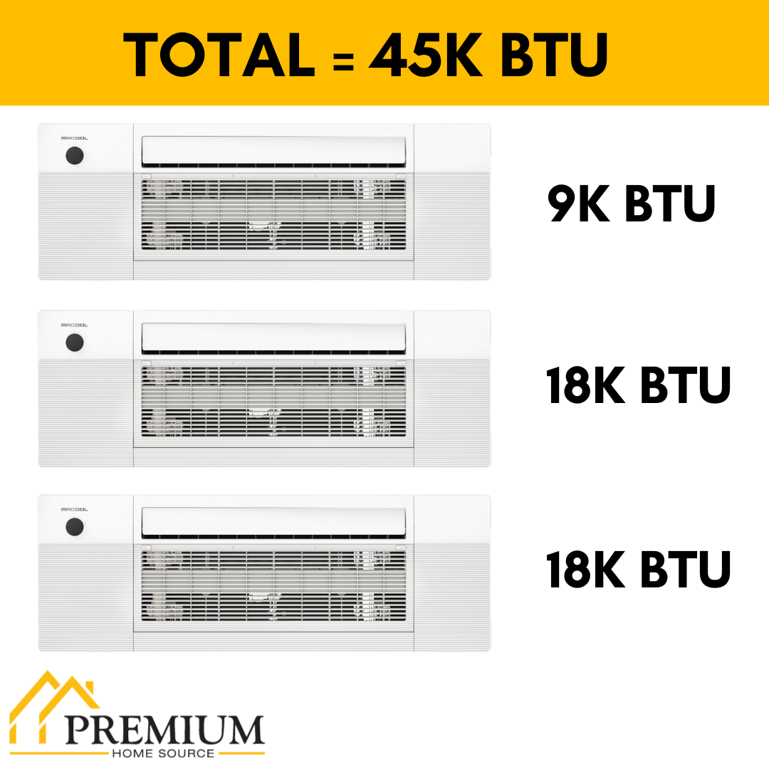 MRCOOL DIY Mini Split - 45,000 BTU 3 Zone Ceiling Cassette Ductless Air Conditioner and Heat Pump, DIY-BC-348HP091818