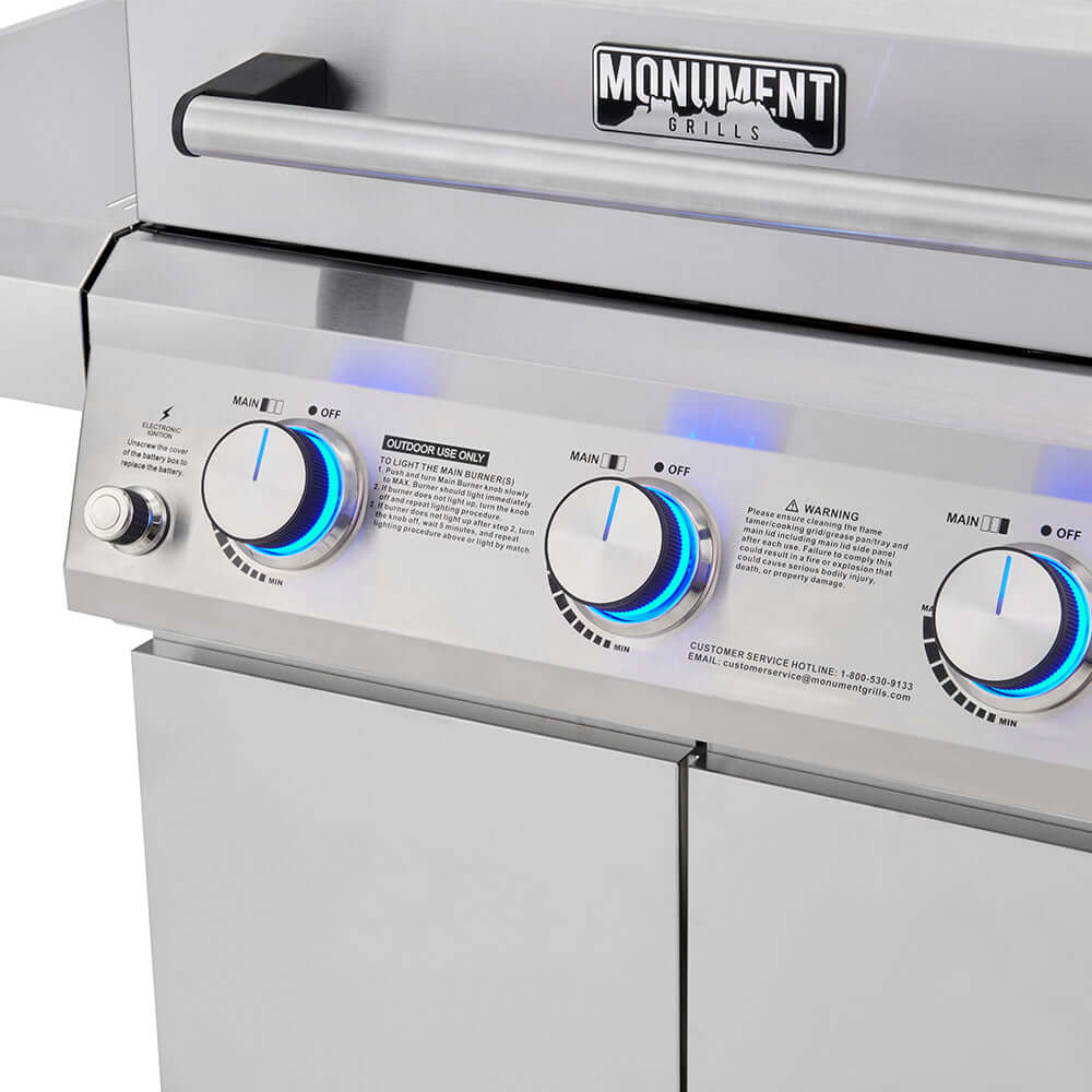 Monument Grills Mesa 300 Stainless Gas Grill 3 Burners Liquid Propane Gas