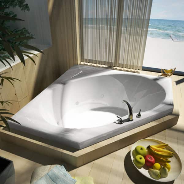 Atlantis Whirlpools Eclipse 60 x 60 Corner Whirlpool Jetted Bathtub in White 6060EWR