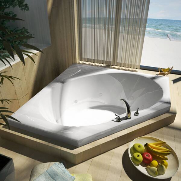 Atlantis Whirlpools Eclipse 60 x 60 Corner Whirlpool Jetted Bathtub in White 6060EWL