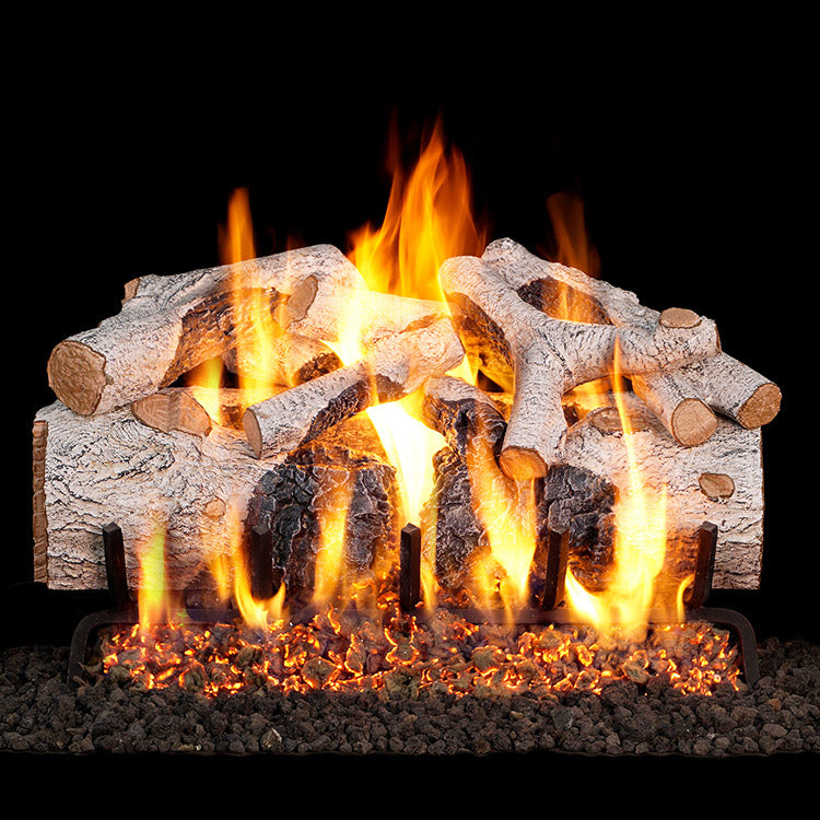 Peterson 30" Charred Mountain Birch Vented Log Set / G45 Ember Burner - CHMBW30