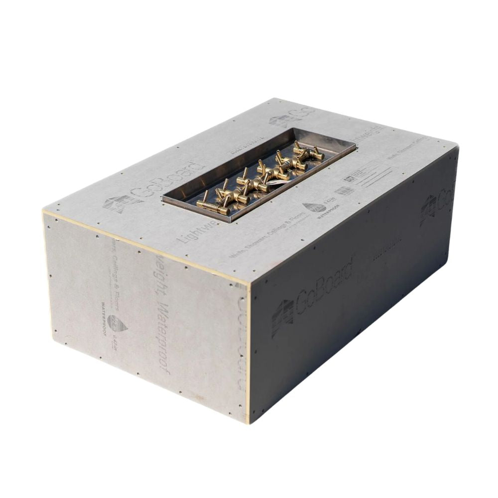 Warming Trends Rectangle Ready to Finish Fire Pit with Warming Trends Crossfire Burner FRT-NG