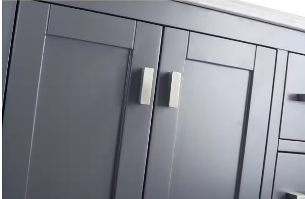 Laviva Wilson 42 in. W x 22 in. D x 34.5 in. H Bathroom Vanity in Grey with Matte White Solid Surface Top