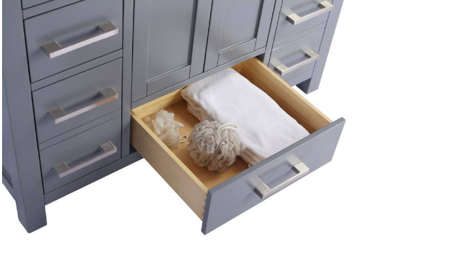 Laviva Wilson 42 in. W x 22 in. D x 34.5 in. H Bathroom Vanity in Grey with White Carrara Marble Top