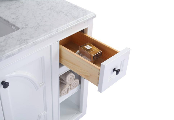 Laviva Odyssey 48 in. W x 22 in. D x 34.5 in. H Bathroom Vanity in White with White Stripes Marble Top