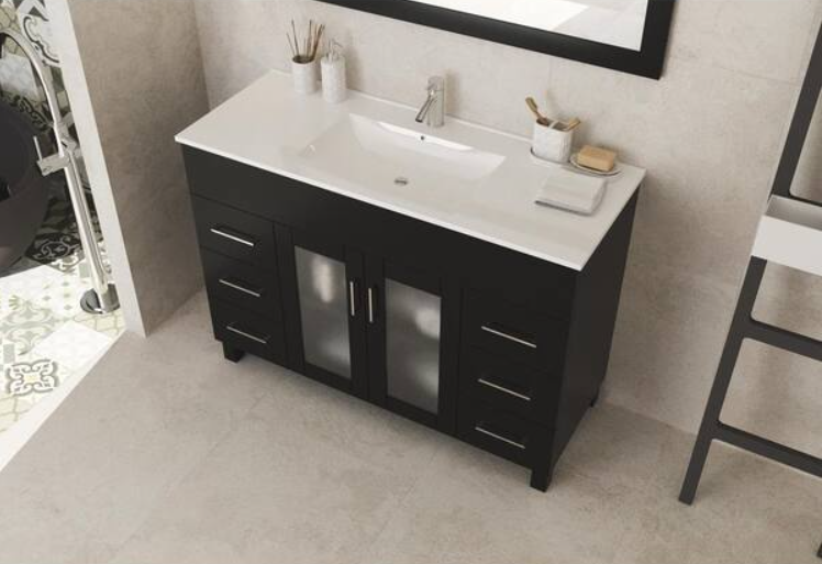 Laviva Nova 48 in. W x 18.5 in. D x 34.5 in. H Bathroom Vanity in Espresso with Ceramic Top