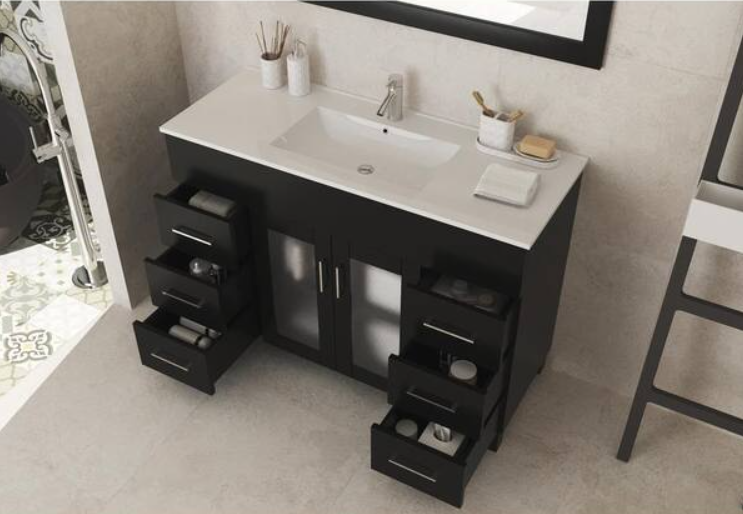 Laviva Nova 48 in. W x 18.5 in. D x 34.5 in. H Bathroom Vanity in Espresso with Ceramic Top