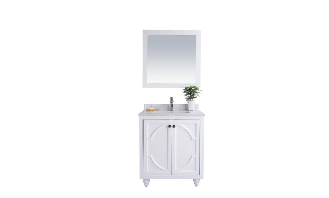 Laviva Odyssey 30 in. W x 22 in. D x 34.5 in. H Bathroom Vanity in White with White Carrara Marble Top
