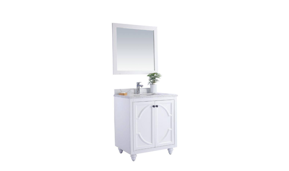 Laviva Odyssey 30 in. W x 22 in. D x 34.5 in. H Bathroom Vanity in White with White Carrara Marble Top