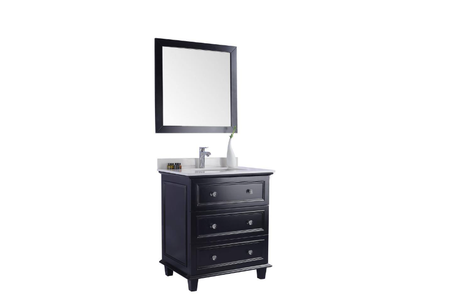 Laviva Luna 30 in. W x 22 in. D x 35 in. H Bathroom Vanity in Espresso with White Quartz Top