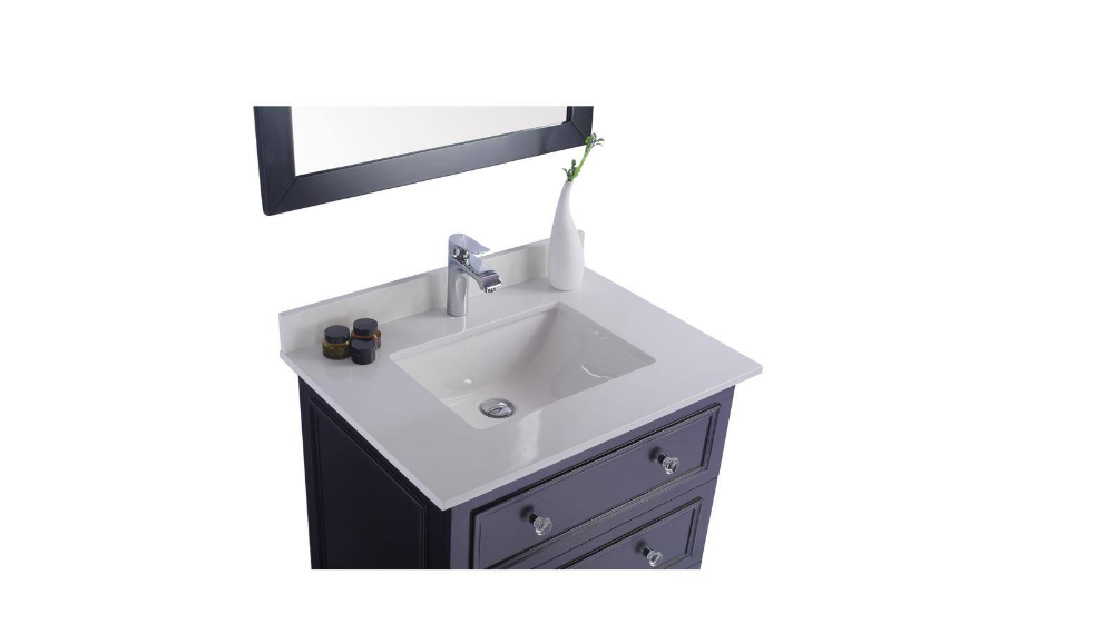 Laviva Luna 30 in. W x 22 in. D x 35 in. H Bathroom Vanity in Espresso with White Quartz Top