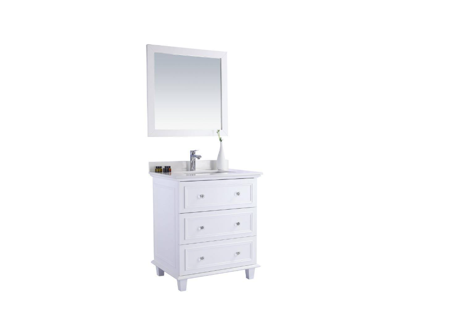 Laviva Luna 30 in. W x 22 in. D x 35 in. H Bathroom Vanity in White with White Quartz Top