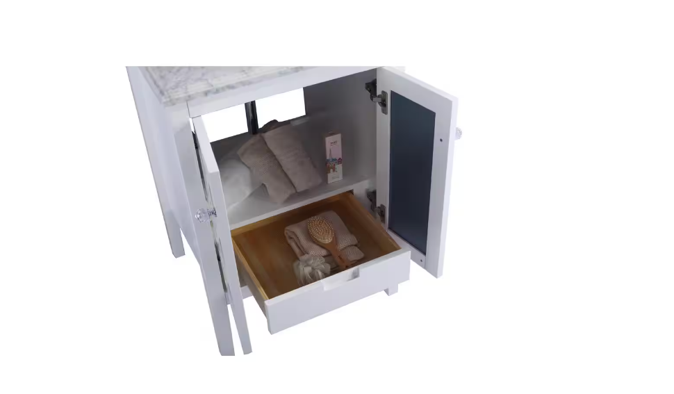 Laviva Mediterraneo 24 in. W x 22 in. D x 34.5 in. H Bathroom Vanity in White with Matte White Solid Surface Top