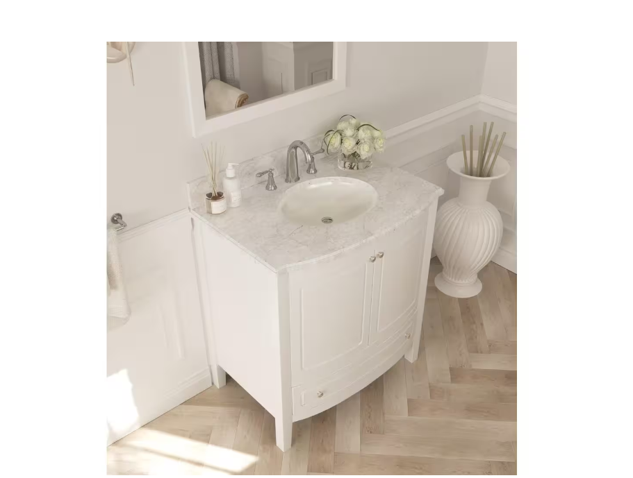 Laviva Estella 32 in. W x 22 in. D x 35 in. H Bathroom Vanity in White with White Carrara Marble Top