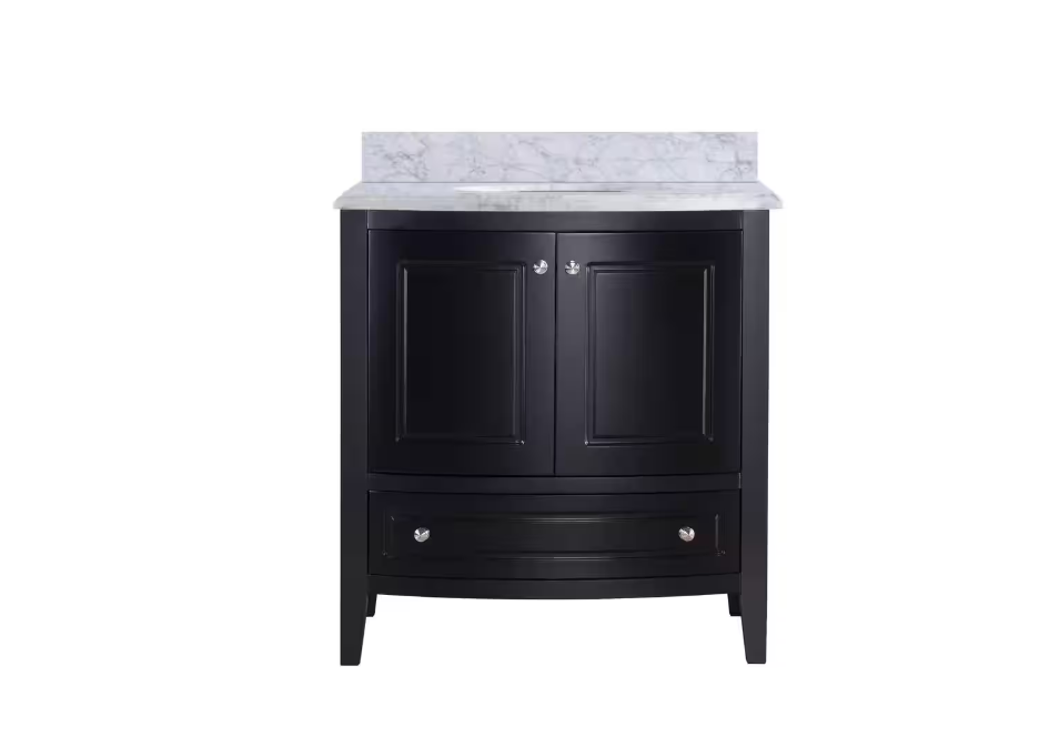 Laviva Estella 32 in. W x 22 in. D x 35 in. H Bathroom Vanity in White with White Carrara Marble Top