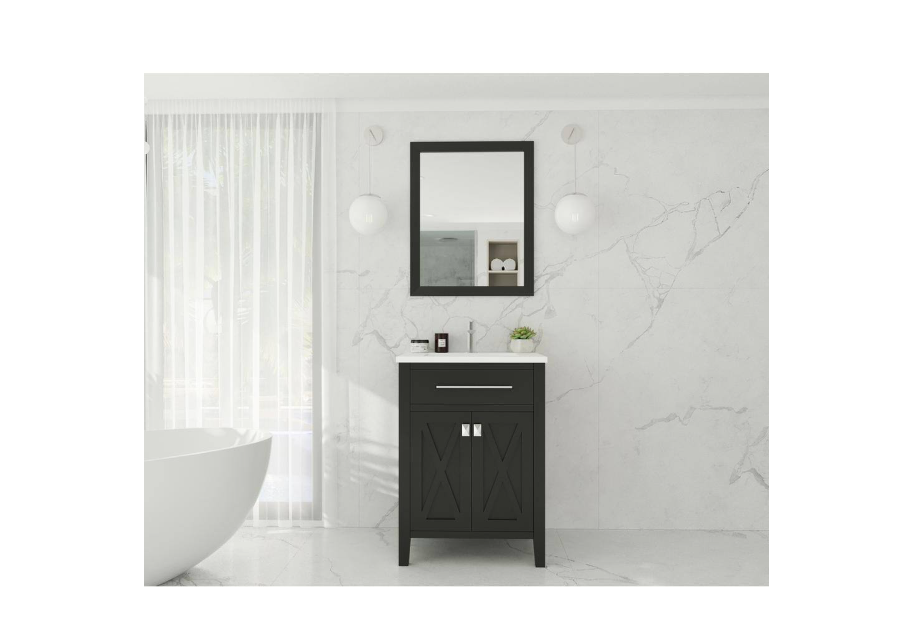 Laviva Wimbledon 24 in. W x 22 in. D x 34.5 in. H Bathroom Vanity in Espresso with Matte White Solid Surface Top