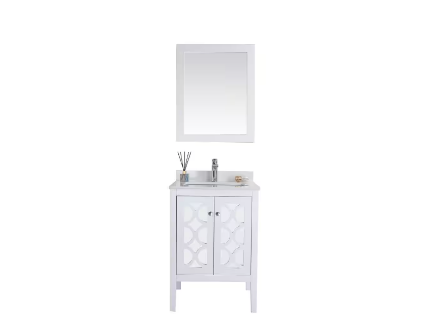 Laviva Mediterraneo 24 in. W x 22 in. D x 34.5 in. H Bathroom Vanity in White with White Quartz Top