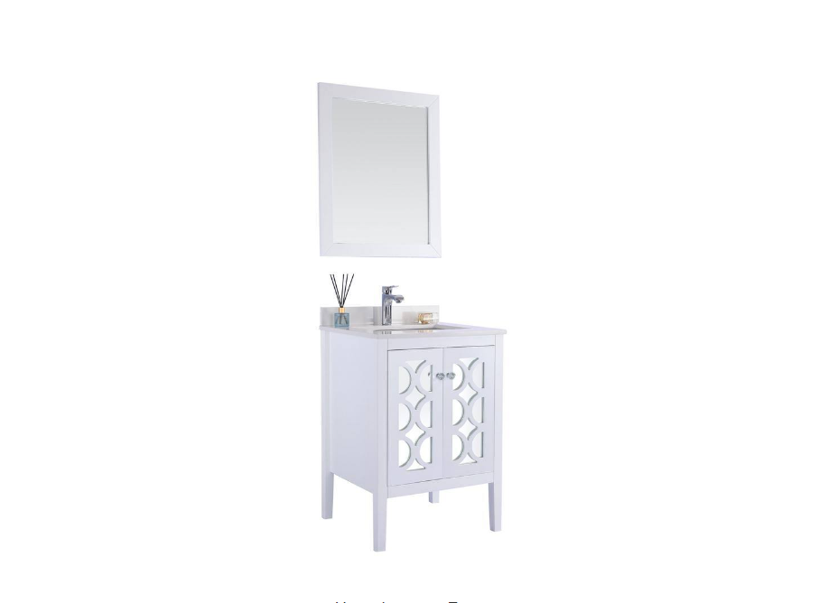 Laviva Mediterraneo 24 in. W x 22 in. D x 34.5 in. H Bathroom Vanity in White with White Quartz Top