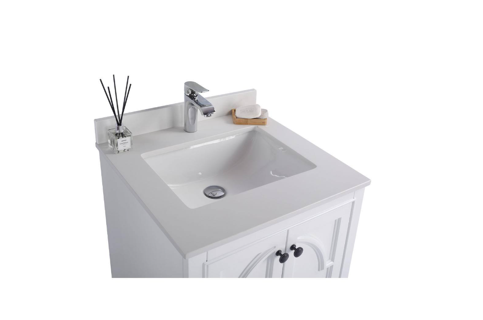 Laviva Odyssey 24 in. W x 22 in. D x 34.5 in. H Bathroom Vanity in White with White Quartz Top