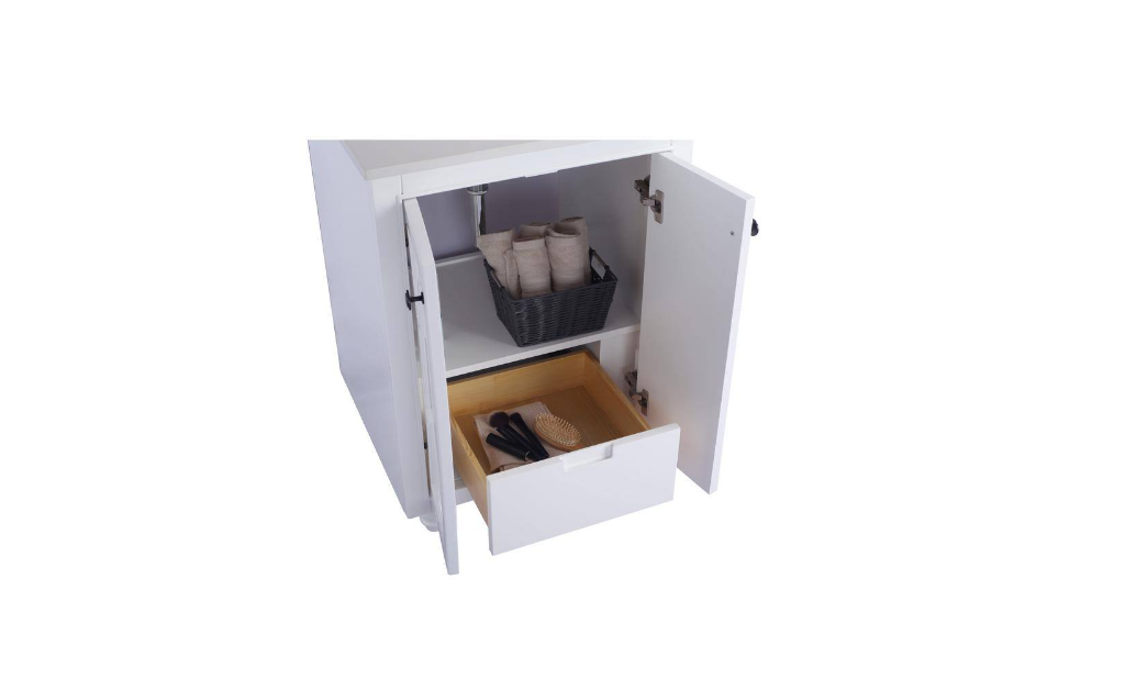 Laviva Odyssey 24 in. W x 22 in. D x 34.5 in. H Bathroom Vanity in White with White Quartz Top