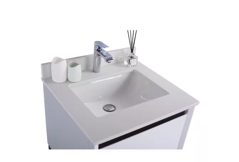Laviva Alto 24 in. W x 22 in. D x 35 in. H Bathroom Vanity in White with White Quartz Top