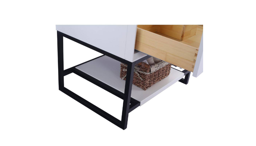 Laviva Alto 24 in. W x 22 in. D x 35 in. H Bathroom Vanity in White with Black Wood Marble Top