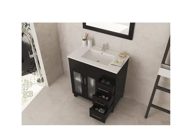 Laviva Nova 32 In. W x 18.5 in. D x 34.5 in. H Bathroom Vanity in Espresso with Ceramic Top