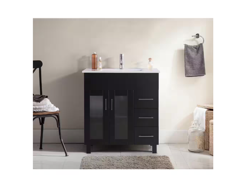 Laviva Nova 32 In. W x 18.5 in. D x 34.5 in. H Bathroom Vanity in Espresso with Ceramic Top