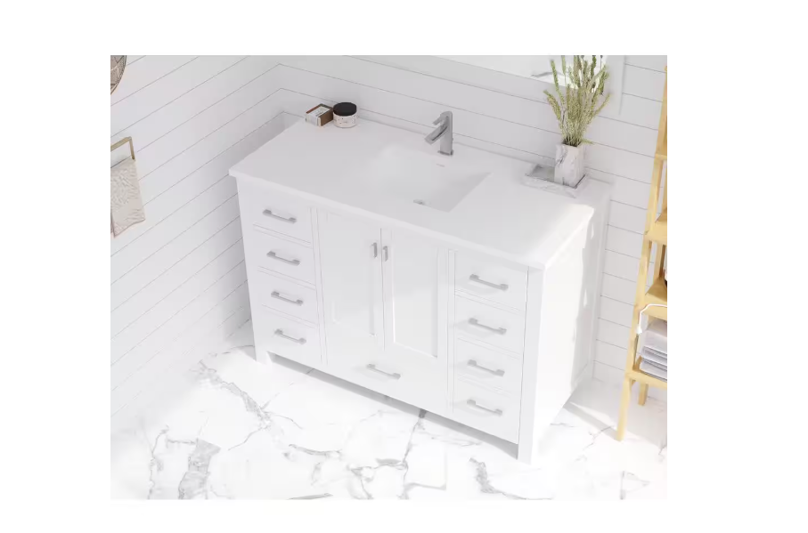 Laviva 48 in. W x 22 in. D Solid Surface Vanity Top in Matte White with Matte White Rectangular Single Sink