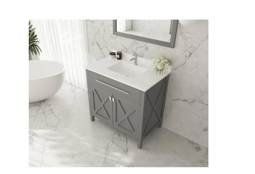 Laviva 36 in. W x 22 in. D Quartz Vanity Top in White with White Rectangular Single Sink