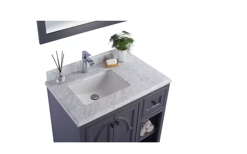 Laviva Odyssey 36 in. W x 22 in. D Carrara Marble Vanity Top in White with White Rectangular Single Sink