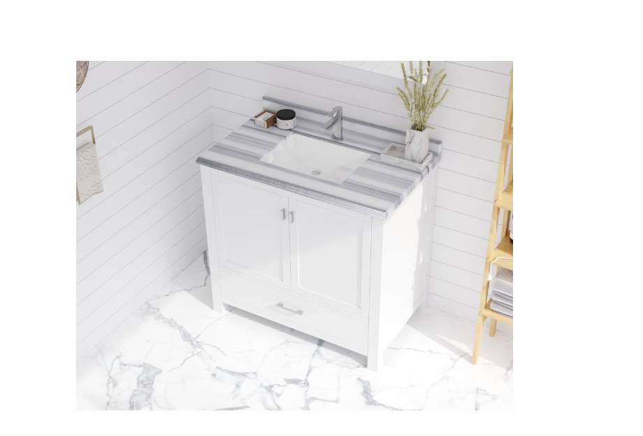 Laviva 36 in. W x 22 in. D Marble Vanity Top in White Stripes with White Rectangular Single Sink
