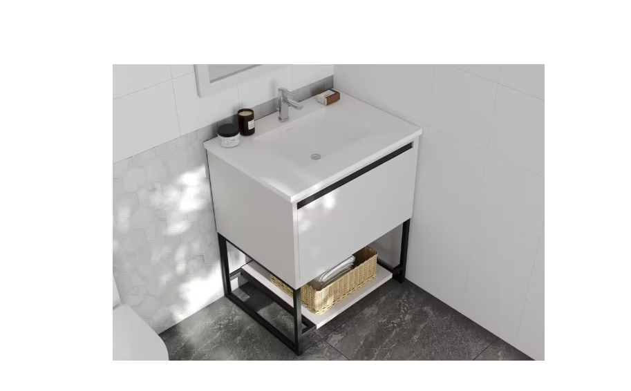 Laviva 30 in. W x 22 in. D Solid Surface Vanity Top in Matte White with Matte White Rectangular Single Sink