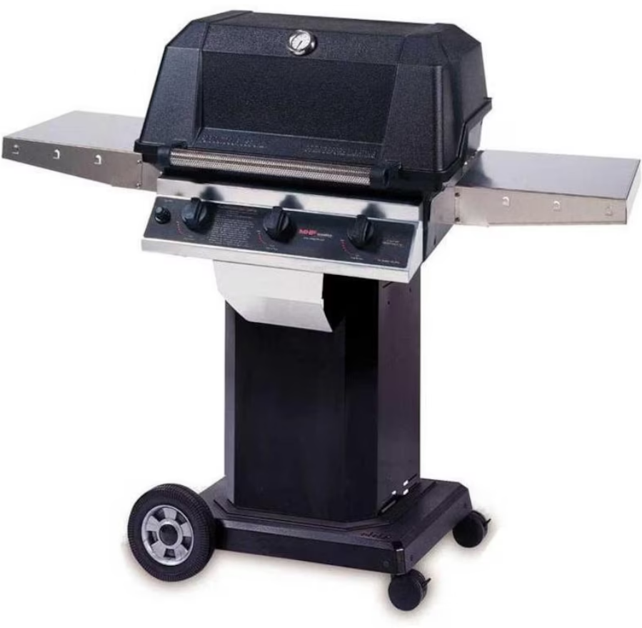 MHP Tri-Burn W3G4DD Natural Gas Grill With SearMagic Grids On In-Ground Post