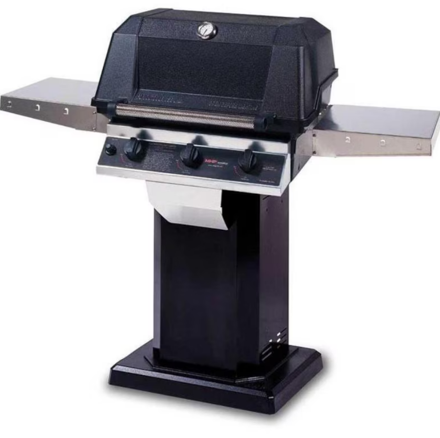 MHP Tri-Burn W3G4DD Natural Gas Grill With SearMagic Grids On In-Ground Post