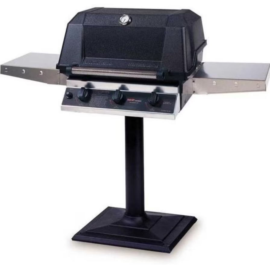 MHP Tri-Burn W3G4DD Natural Gas Grill With SearMagic Grids On In-Ground Post