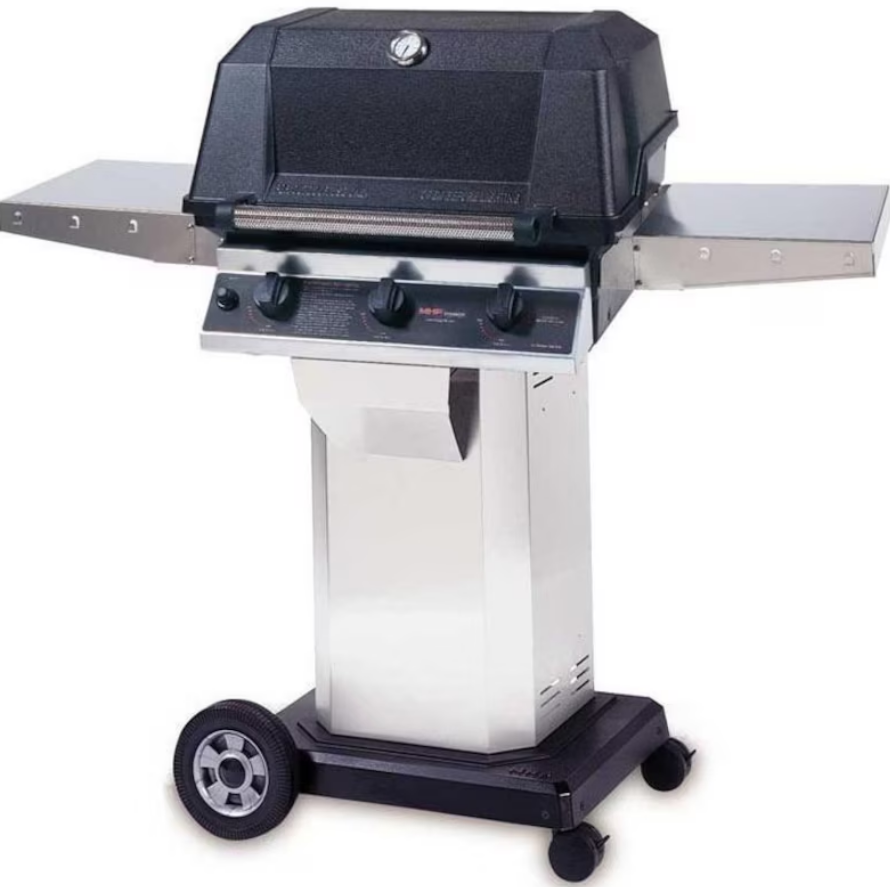 MHP Tri-Burn W3G4DD Natural Gas Grill With SearMagic Grids On In-Ground Post
