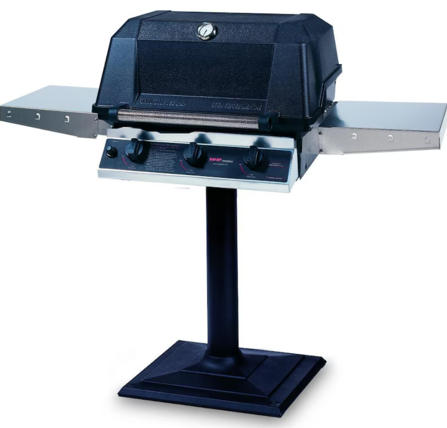 MHP WHRG4DD Hybrid Natural Gas Grill W/ SearMagic Grids On In-Ground Post