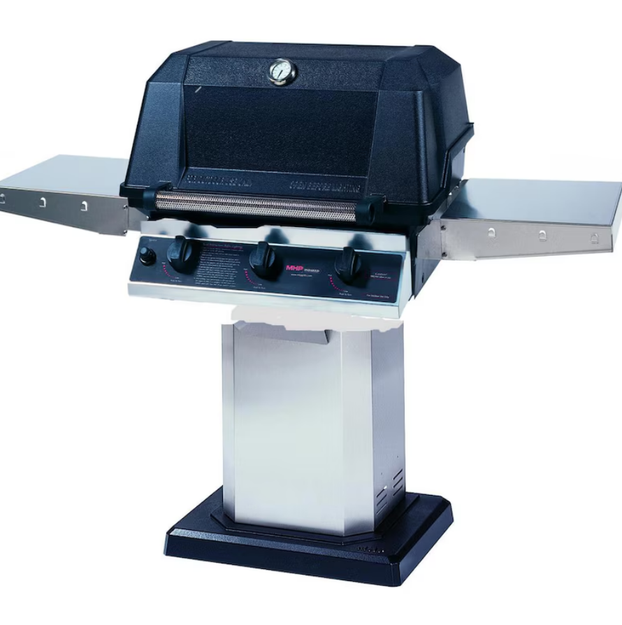 MHP WHRG4DD Hybrid Natural Gas Grill W/ SearMagic Grids On In-Ground Post