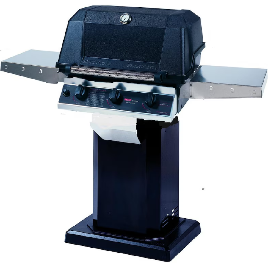 MHP WHRG4DD Hybrid Natural Gas Grill W/ SearMagic Grids On In-Ground Post