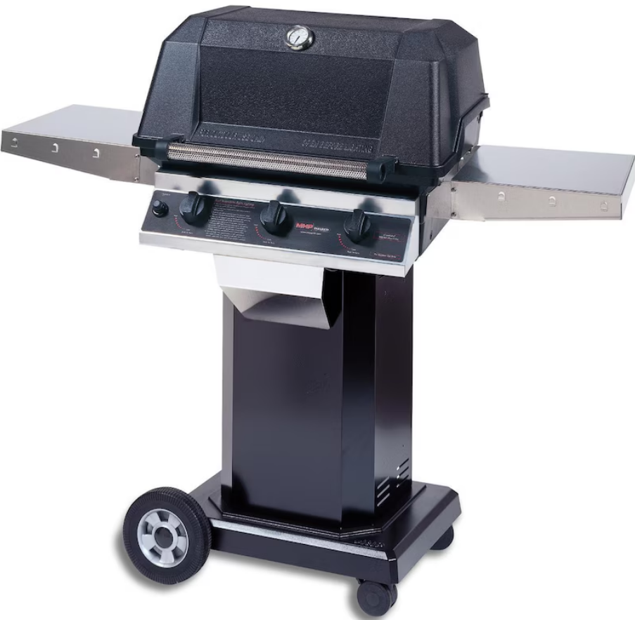 MHP WHRG4DD Hybrid Natural Gas Grill W/ SearMagic Grids On In-Ground Post
