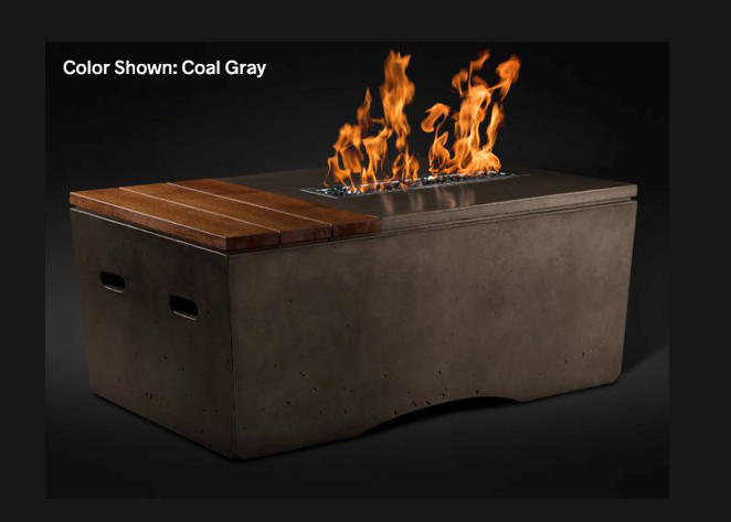 Slick Rock Concrete Oasis 48" Rectangular Fire Table + Free Cover