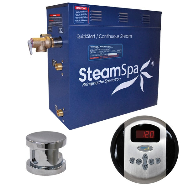 SteamSpa Oasis 6 KW QuickStart Bath Generator in Polished Chrome OA600CH
