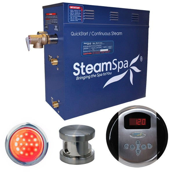 SteamSpa Indulgence 9 KW QuickStart Bath Generator in Brushed Nickel IN900BN