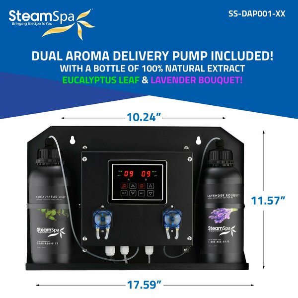SteamSpa 4.5kW QuickStart Steam Bath Generator with Dual Aroma Pump in Gold BKT450GD-ADP