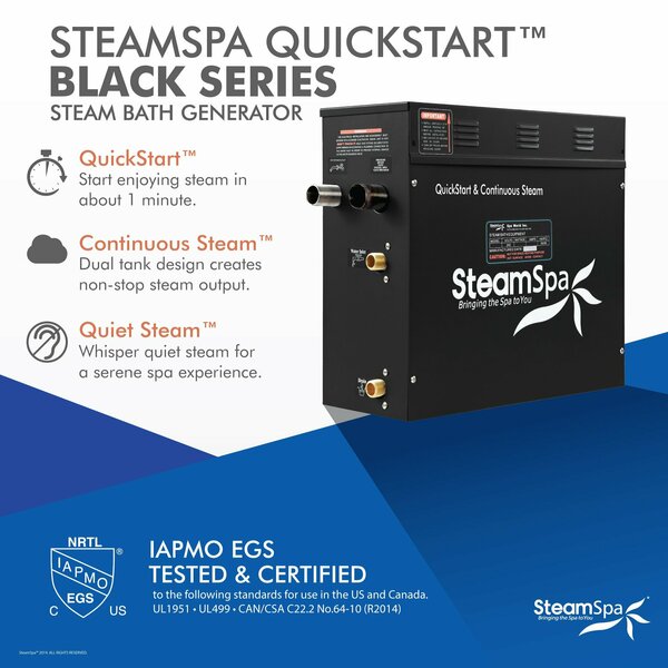 SteamSpa 9kW QuickStart Steam Bath Generator with Dual Aroma Pump in Oil Rubbed Bronze BKT900ORB-ADP