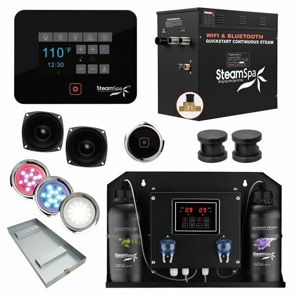 SteamSpa 10.5kW QuickStart Steam Bath Generator with Dual Aroma Pump in Oil Rubbed Bronze BKT1050ORB-ADP